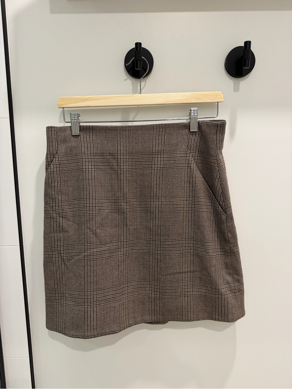 Plaid Mini Skirt in Brown